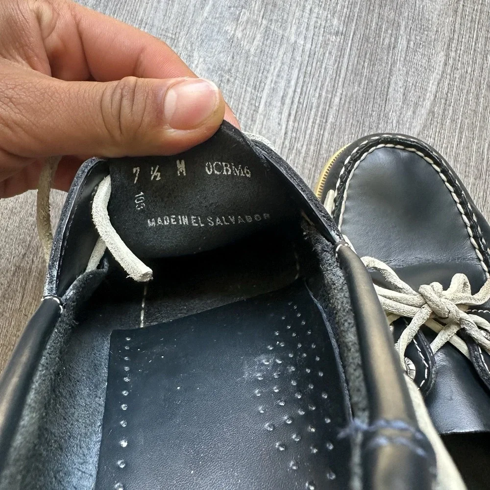 LL Bean Casco Bay Blue Leather Moc Toe Boat‎ Shoes Loafers Mens Size 7.5